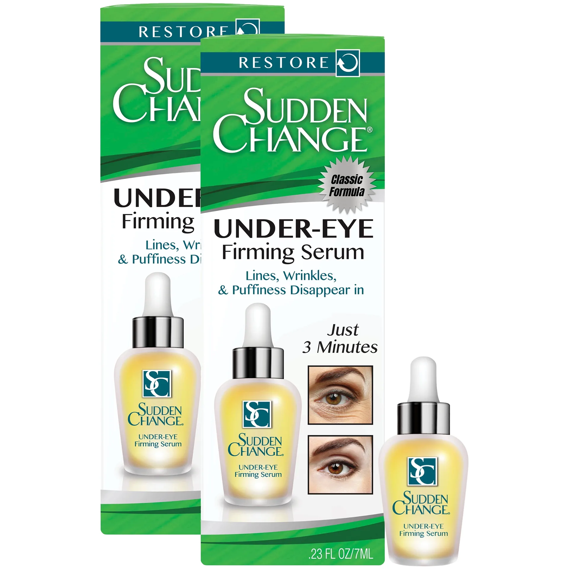 Sudden Change Instant Under-Eye Firming Serum | Under-Eye Bags Treatment for Puffiness | Lines | and Wrinkles | 3 Minute Results (0.23 Ounce)(Pack of 2)