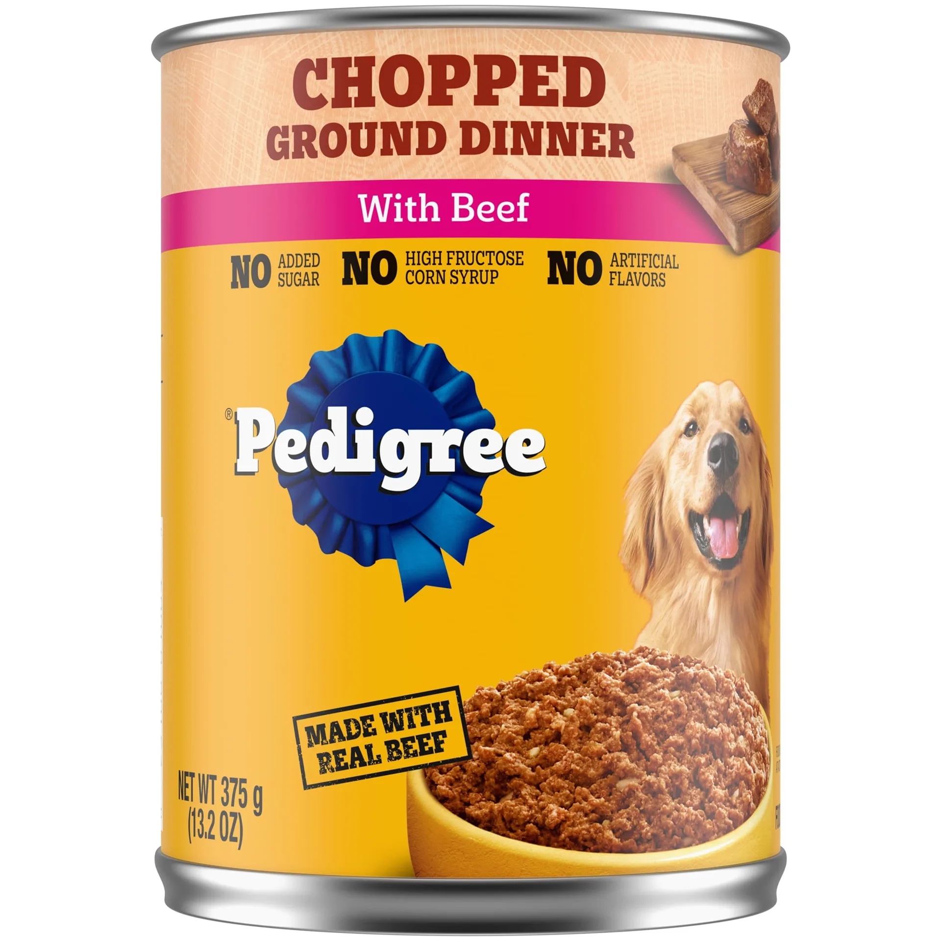 Pedigree Chopped Ground Dinner Adult Canned Wet Dog Food With Beef | 13.2 Ounce. Can | 1