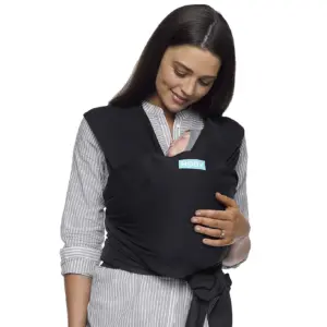 Moby Classic Baby Carrier Wrap | For Newborns | Infants and Toddlers | Babywearing Wrap for Breastfeeding and Keeping Baby Close On-The-Go Black | One Size