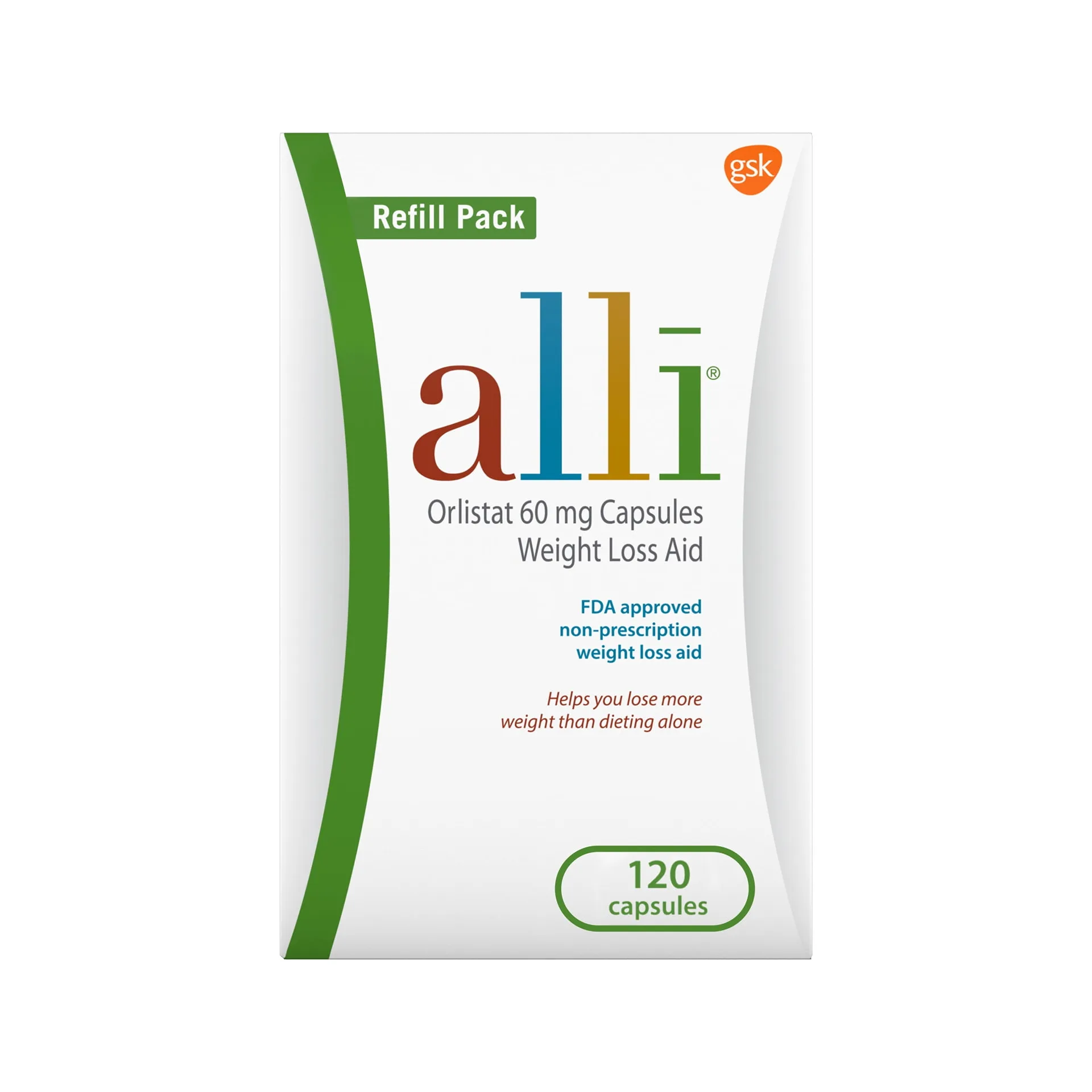 Alli Orlistat Diet Weight Loss Supplement Pills | 60 Mg | 120 Ct