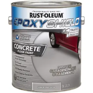 RUST-OLEUM 225359 Epoxy Shield Gray Base Single Part 1-Gallon Armor Concrete Floor Paint | 1 gal