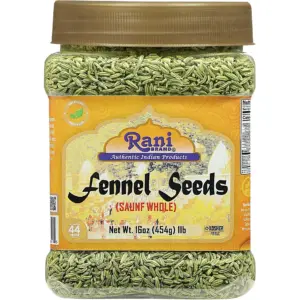 Rani Fennel Seeds (Saunf Sabut) Whole Spice 16oz (1lb) 454g PET Jar ~ All Natural | Gluten Friendly | NON-GMO | Vegan | Kosher | Indian Origin (Premium Edition)