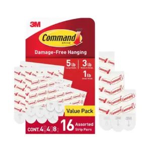 Command Refill Strips | White | 8 Small | 4 Medium and 4 Large Value Pack