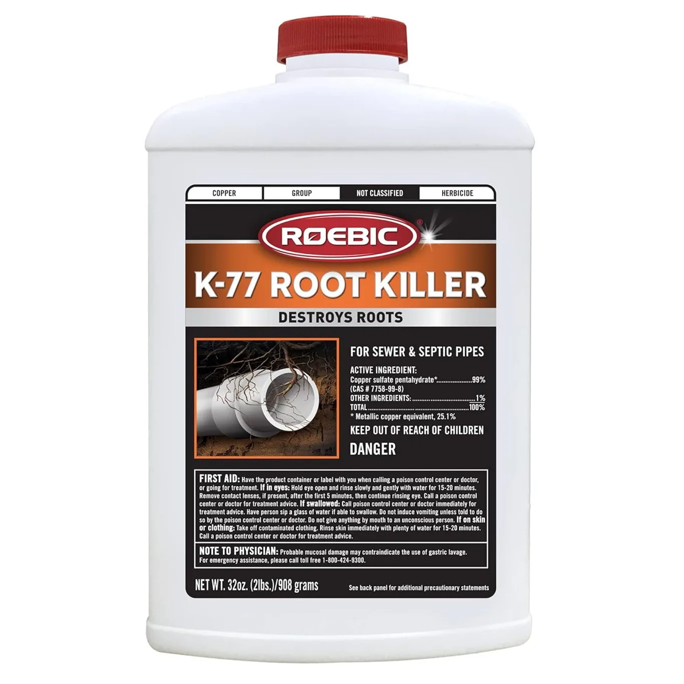 Roebic K-77 Root Killer for Sewer & Septic Systems | Clears Pipes & Stops New Growth | Safe for All Plumbing