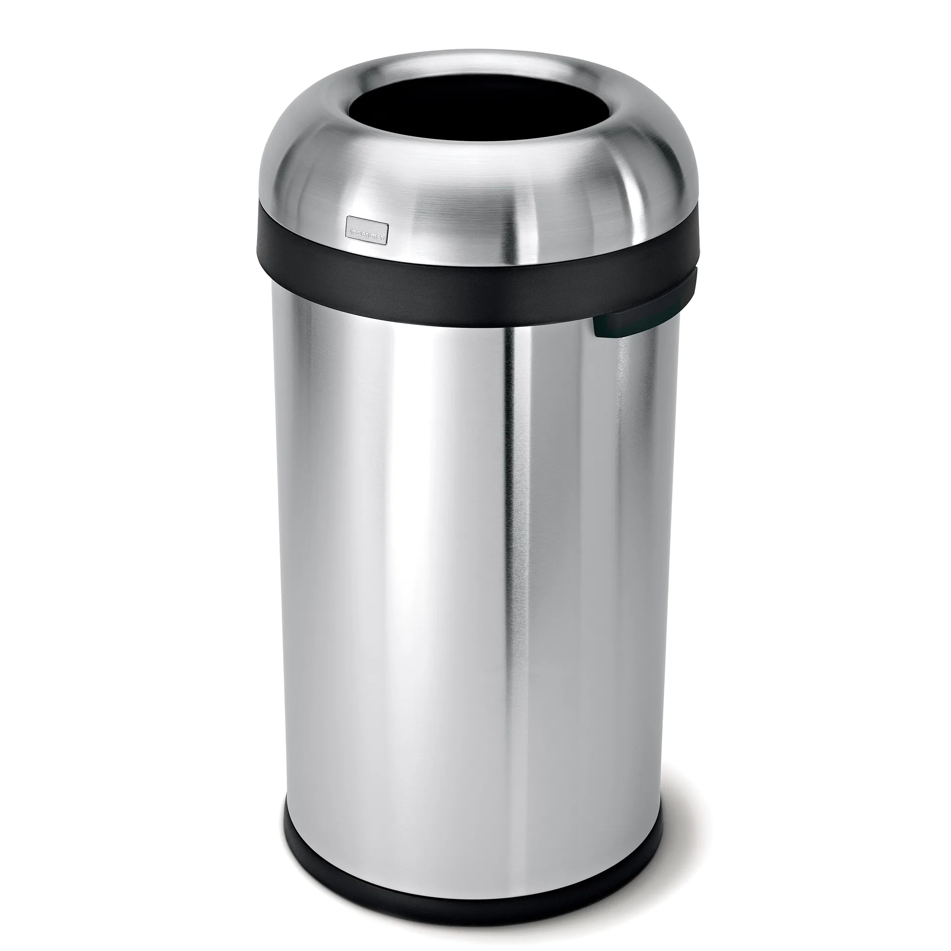 simplehuman 60 Liter / 16 Gallon Bullet Open Top Trash Can | Commercial Grade Heavy Gauge Brushed Stainless Steel