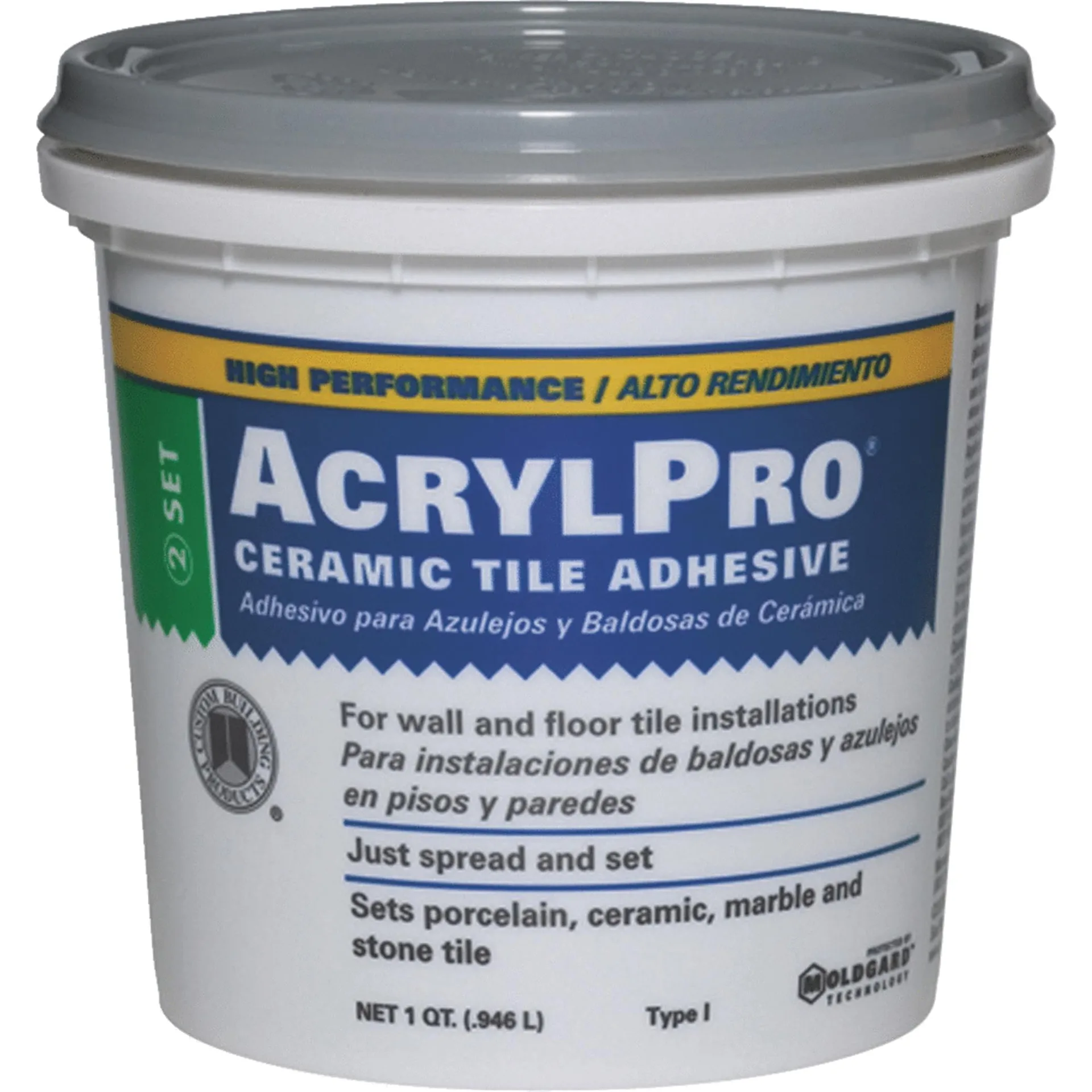 Custom Building Products ARL4000QT | Ceramic | White Tile Adhesive Industrial Sealant | 1 qt | 6 Piece