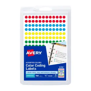 Avery Removable Color Coding Labels | 0.25 | Assorted | Pack of 768