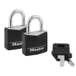 Master Lock Covered Aluminum 30 Millimeters (1-3/16 Inch) Padlock with Key | 16mm (5/8 Inch) shackle | 2 pack | Padlock 1-9/16 Brs
