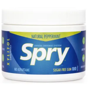 Spry Xylitol Chewing Gum | Dental Defense | Aspartame-Free | Sugar-Free | Peppermint | 100 Pieces 1 Pack | 100 Count (Pack of 1) | 100 ct
