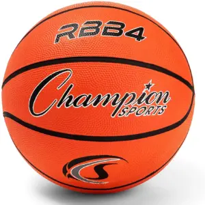 Champion Sports Rubber Intermediate Basketball | Heavy Duty | Pro-Style Basketballs | Various Sizes | Premium Basketball Equipment | Indoor Outdoor | Sports Education Supplies (Size 6 | Orange)