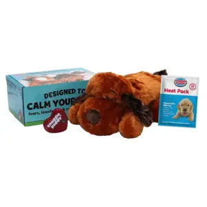 Original Snuggle Puppy Heartbeat Stuffed Toy for Dogs. Pet Anxiety Relief & Calming Aid | Comfort Toy for Behavioral Training Inch Brown