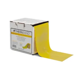 THERABAND Resistance Band | 25 yd Roll | Yellow | Thin Thickness | 3 lbs Resistance | Level 2 | Non-Latex | Level 2: Yellow