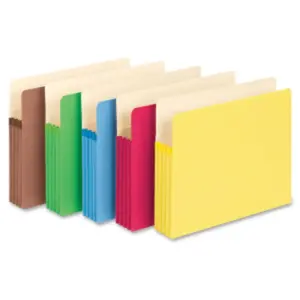 Smead 74892 3 1/2 Inch Expansion Colored File Pocket | Straight Tab | Legal | Assorted | 5/Pack