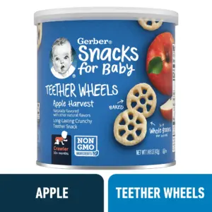 Gerber Snacks for Baby Teether Wheels | Apple Harvest | 1.48 Ounce Canister (6 Pack)