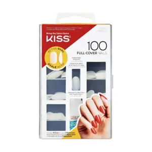 Kiss Full-Cover Active Oval Medium Oval Press-on Nails with Glue | Clear | 100 Pieces | Single