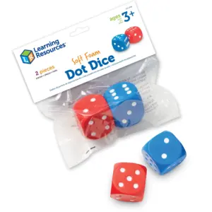 Learning Resources 6-Sided Foam Early Math Skills Dice,Blue/ Red | 2 Count | 1