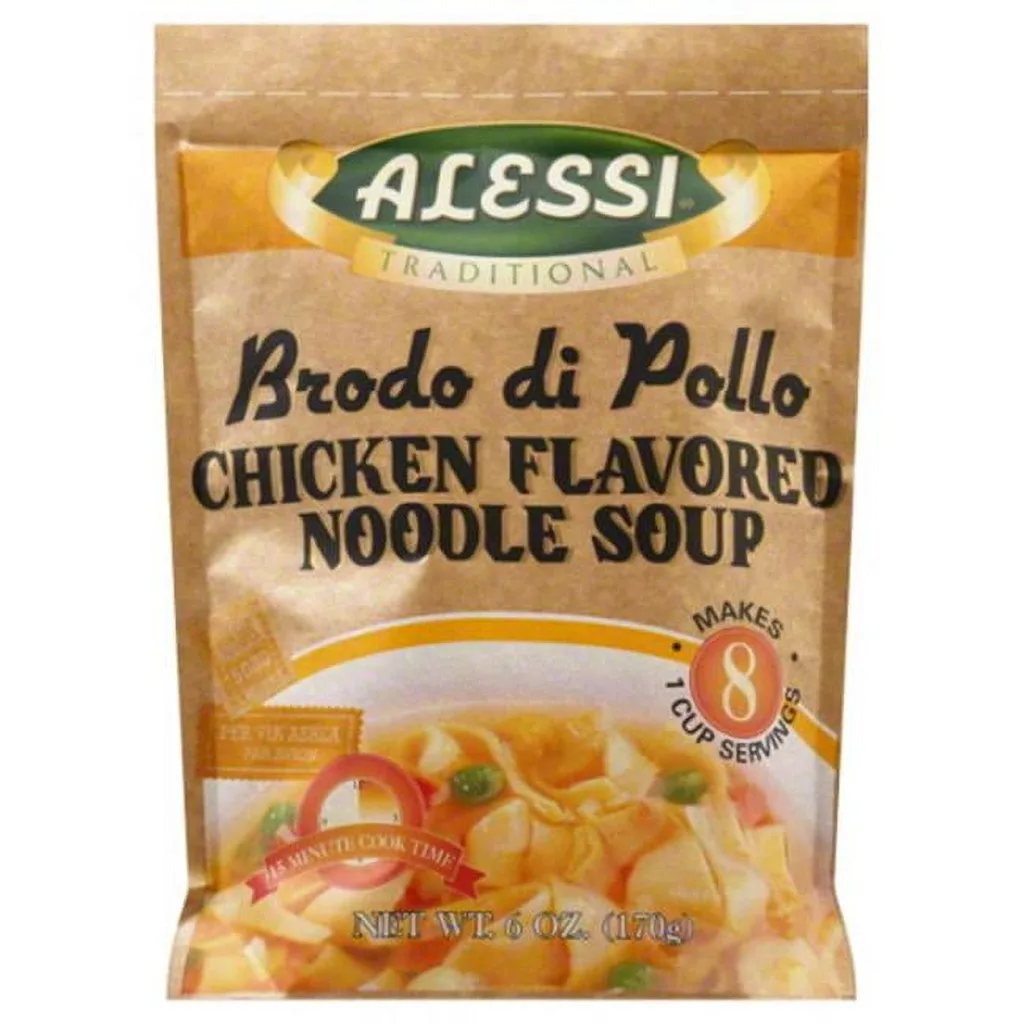 Alessi Mix Soup Shelf-Stable Sicilian Chicken 6 Pack of 6 Ounce Aluminum Bag