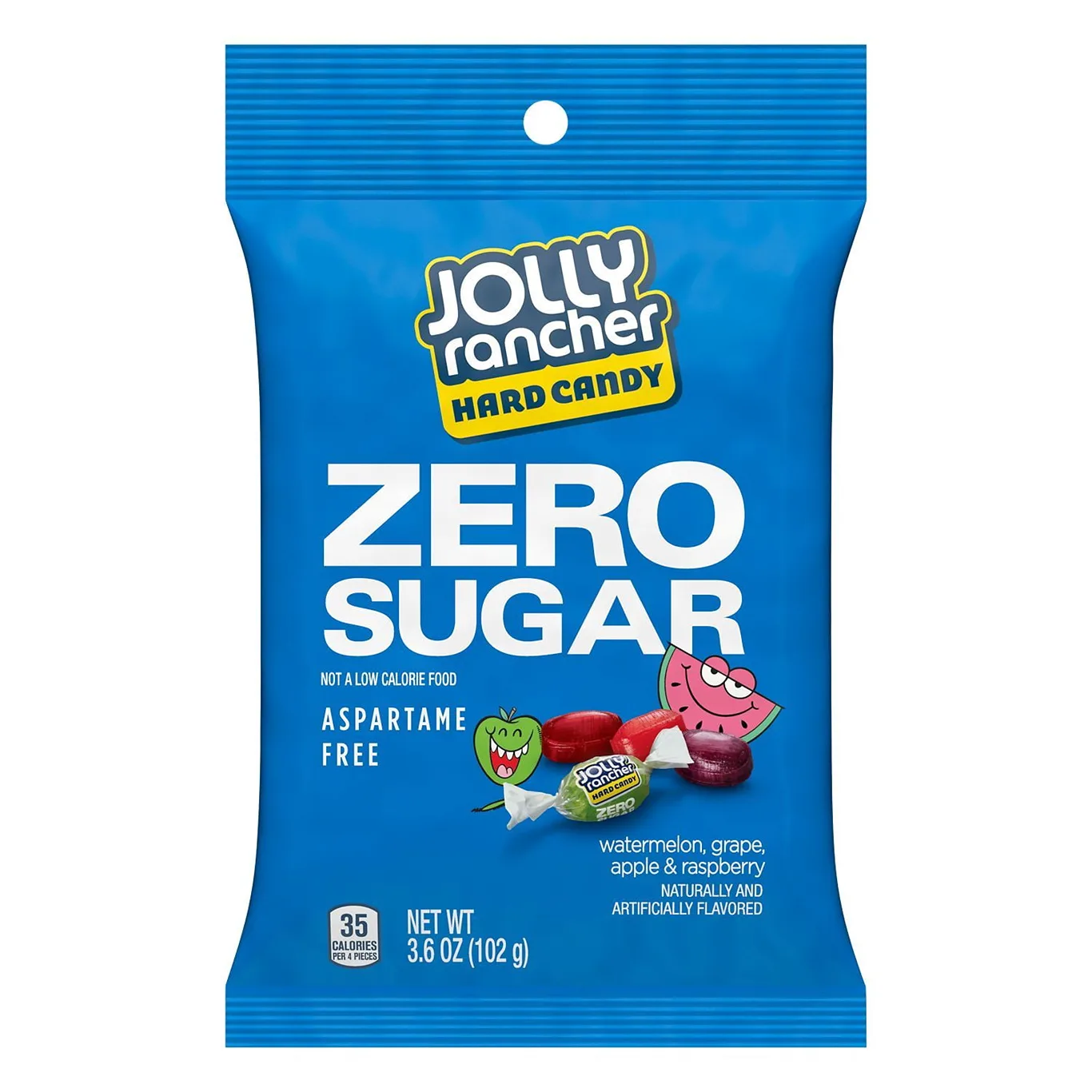 Jolly Rancher Zero Sugar Assorted Fruit Flavored Hard Candy | Bag 3.6 Ounce | 1