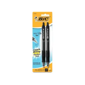 BIC Gelocity Original Retractable Gel Pen | Medium Point (0.7 Millimeters) | Black | 2-Count