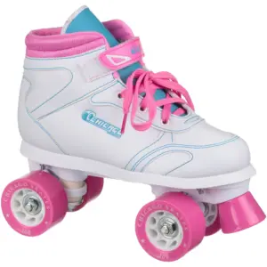 Chicago Girls' Quad Roller Skates White/Pink/Teal Sidewalk Skates | Size 4