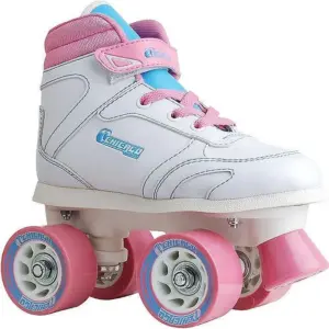 Chicago Girls' Quad Roller Skates White/Pink/Teal Sidewalk Skates | Size 1
