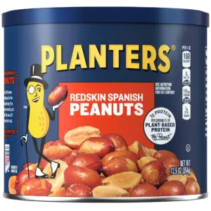 PLANTERS Redskin Spanish Peanuts | Roasted Salted Peanuts | Plant Based Protein | 12.5 Ounce Steel Can | Single | Redskin Spanish