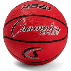 Champion Sports Rubber Official Basketball | Heavy Duty | Pro-Style Basketballs | Premium Basketball Equipment | Indoor Outdoor | Physical Education Supplies (Size 7 | Red) | Size 7 (29.5)
