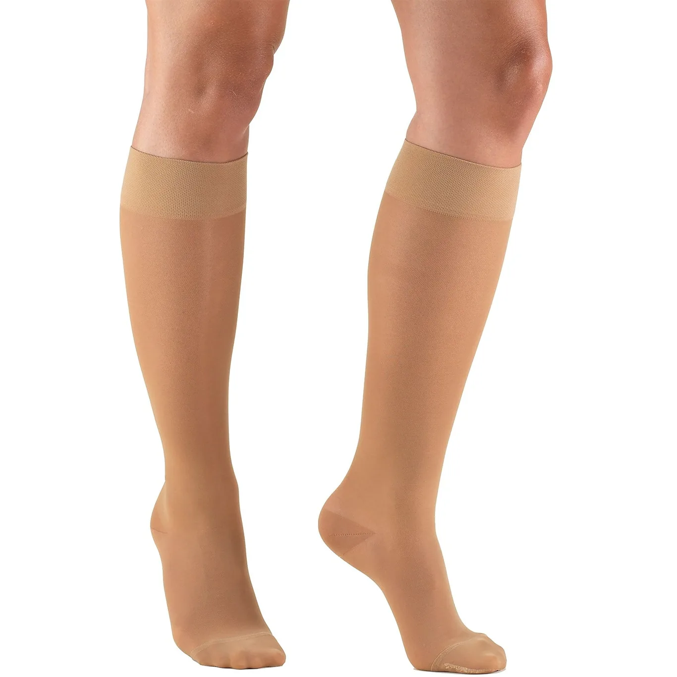Truform Women's Compression Stockings | Knee High | Sheer | Moderate 15 | 20 mmHg | Beige Large | L