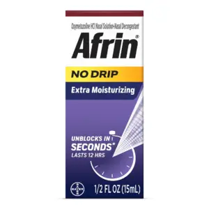 Afrin No Drip Extra Moisturizing Nasal Spray,12 Hour Congestion Relief | 15 Milliliters