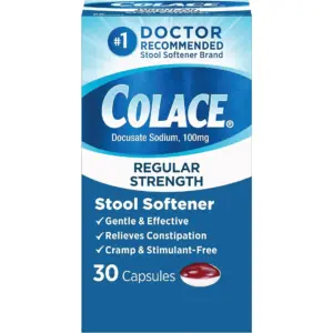 Colace Regular Strength Constipation Relief | Capsules | 100mg | 30 Count