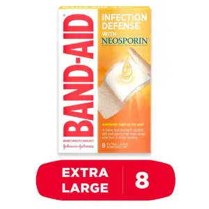 Band-Aid Brand Bandages with Neosporin Antibiotic | Extra Large | 8 Count | Single