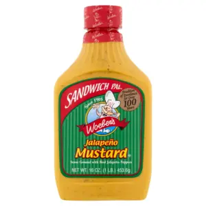Woeber's Sandwich Pal Jalapeno Mustard | 16 Ounce Squeeze Bottle | Single