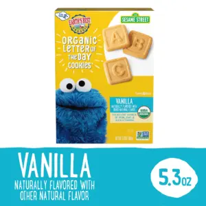 Earth's Best Organic Letter of the Day Toddler Snack Vanilla Cookies | 5.3 Ounce Box | Single