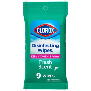Clorox Disinfecting Wipes on the Go Bleach Free Travel Wipes | Fresh Scent | 9 Count | 1