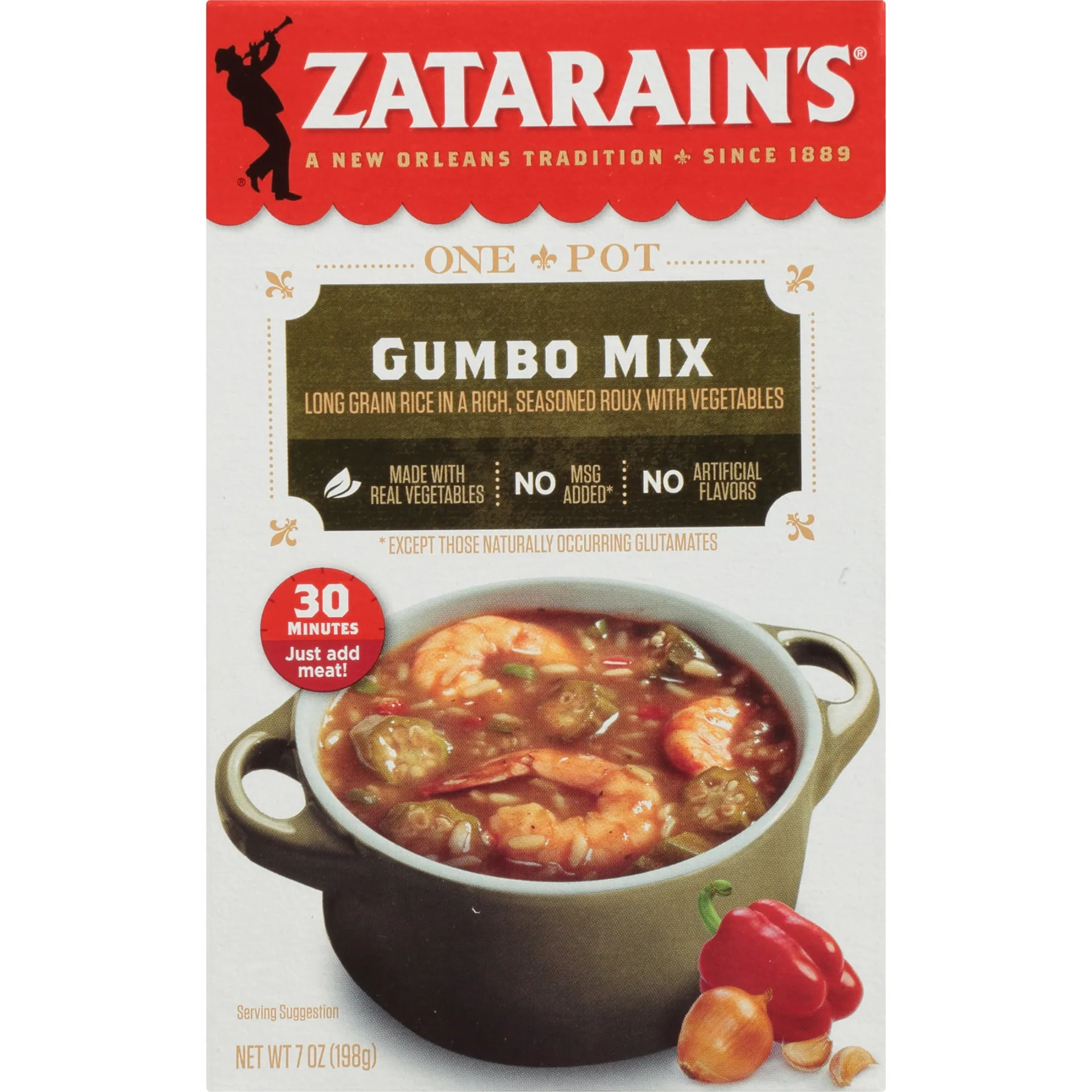 Zatarain's No Artificial Flavors Gumbo Mix | 7 Ounce Box | Single