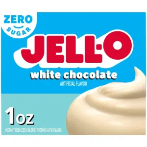 Jell-O White Chocolate Zero Sugar Instant Reduced Calorie Pudding and Pie Filling Mix | 1 Ounce. Box | Single