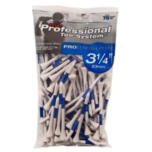 Pride Professional Tee System (PTS) Color-Coded Hardwood Golf Tees | 3 1/4 Length | 75 Count | Durable Natural Wood for Consistent Setup