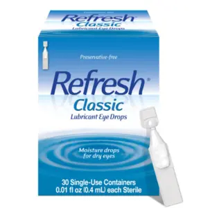 Refresh Classic Lubricant Eye Drops | Preservative-Free | 0.01 Fl Ounce Single-Use Containers | 30 Count (Pack of 1)