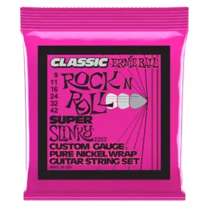 Ernie Ball 2253 Classic Rock N Roll Super Slinky Pure Nickel Electric Guitar Strings | 9-42 Gauge