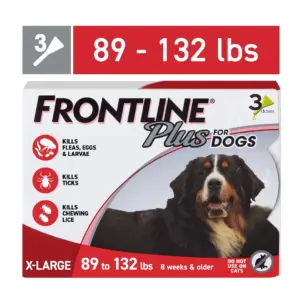 FRONTLINE Plus for Dogs Flea and Tick Extra-Large Breed Dog Spot Treatment | 89 | 132 lbs | 3 Count