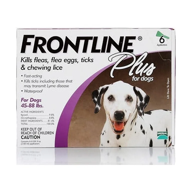 FRONTLINE Plus for Dogs Flea and Tick Large Breed Dog Spot Treatment | 45 | 88 lbs | 6 Count