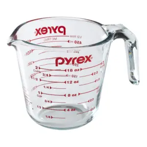 Pyrex Glass Measuring Cup | includes 2-Cup Measuring Cup with Red Graphics | Single | 4.625 X 4.625 X 6.5