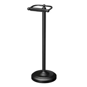 Gatco 1436MX Pedestal Free Standing Toilet Paper Holder | Matte Black | Premium Metal | Brass