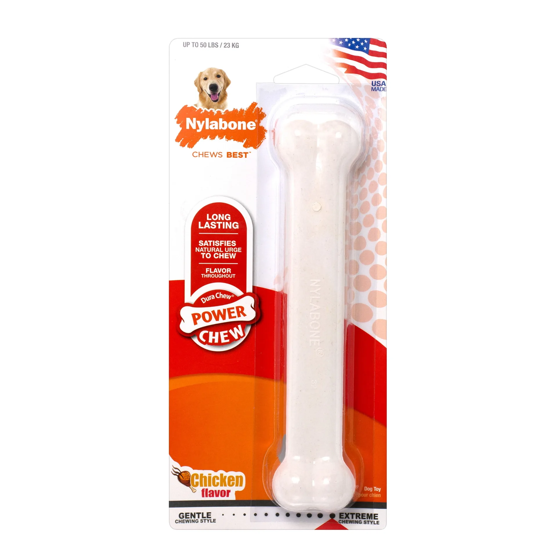 Nylabone Power Chew Original Bone Dog Chew Toy Chicken Large (1 Count) (Premium Edition)