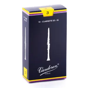 Vandoren Bb Clarinet Traditional Reeds Strength #3; Box of 10 (Premium Edition)