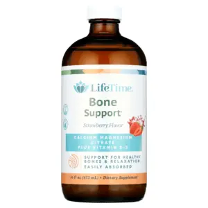 Lifetime Calcium Magnesium Citrate w/ Vitamin D-3 | Bone and Muscle Support | Easy Absorption | Dairy and No Gluten | Strawberry | 16 FL Ounce