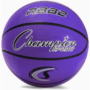 Champion Sports Rubber Junior Basketball | Heavy Duty | Pro-Style Basketballs | Premium Basketball Equipment | Indoor Outdoor | Physical Education Supplies (Size 5 | Purple) (RBB2PR | Size 5 (27.5)