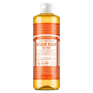 Dr. Bronner's Magic Soap | Tea Tree | Pure-Castile Liquid Soap | 16 Ounce | for face | body wash | hands