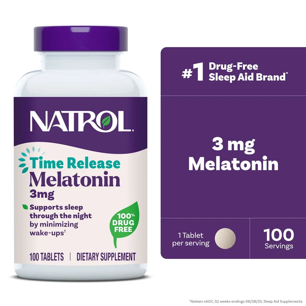 Natrol Melatonin 3 mg Time Release | Dietary Supplement to Minimize Wake Ups | Nighttime Sleep Aid | 100 Tablets | Up to a 100 Day Supply