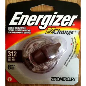 Energizer Hearing Aid Batteries Size 312 | Brown Tab | 8 Pack | Single